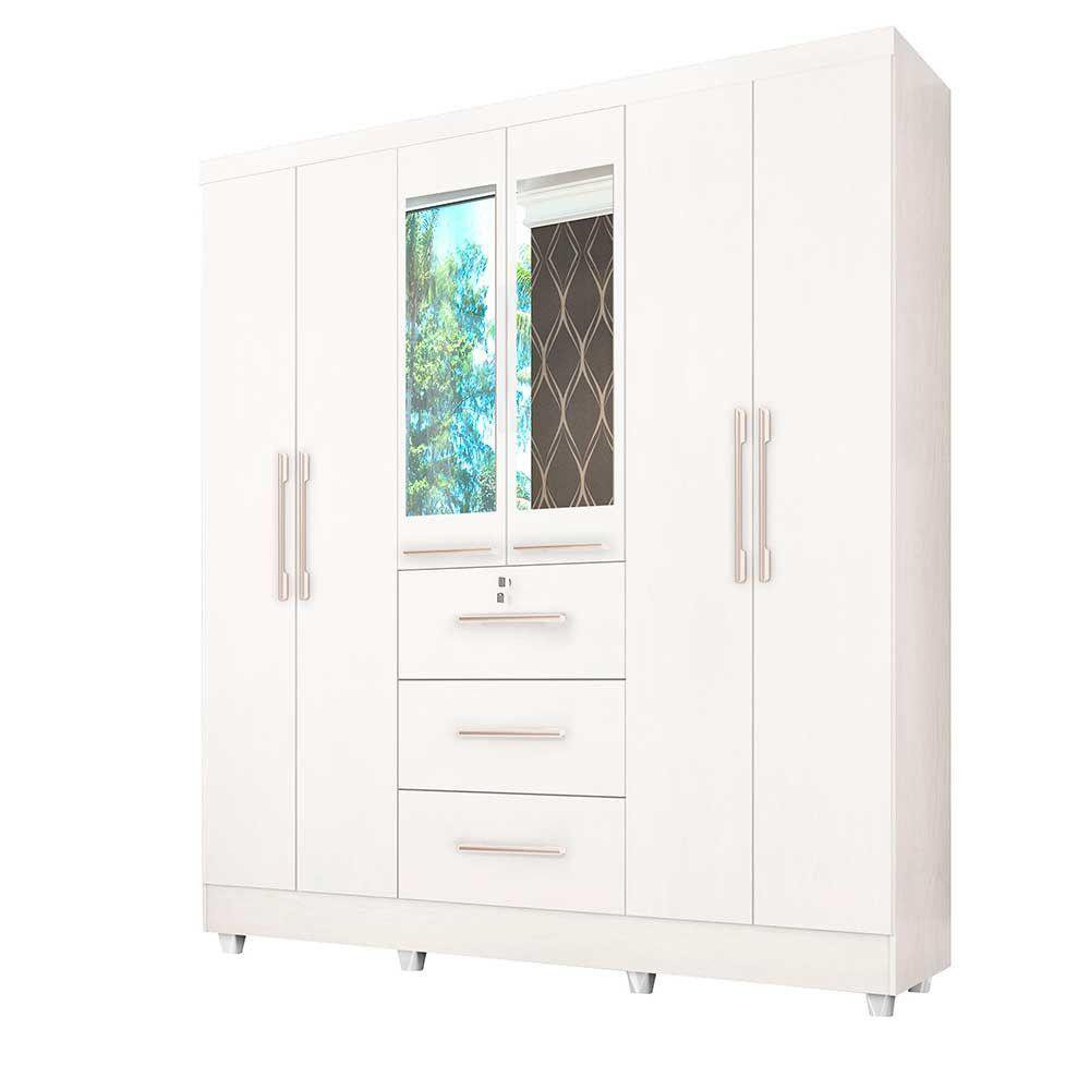 Roupeiro Tokio c/ 6 Portas 3 Gavetas Branco | MadeiraMadeira