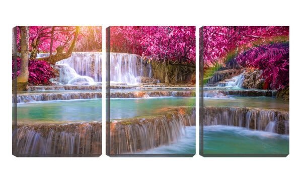 Quadro Decorativo 68x126 cachoeira entre árvores - 1