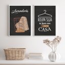 Ver imagem 1 de Kit 2 Quadros Decorativos Lavanderia Preto E marrom 2 33x24cm - com Vidro:madeira Branca