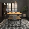 Mesa de Jantar 160cm Com 2 Bancos Estilo Industrial Madeira Metal Preto - 2