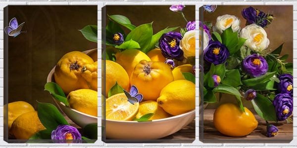 Quadro Decorativo 68x126 tangerinas na tigela - 1