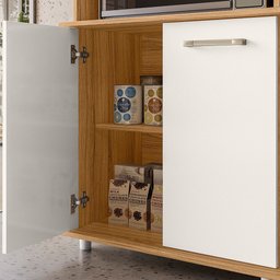 Balcão Multiuso Isis 2 Portas Freijo com Off White Nicioli - 3