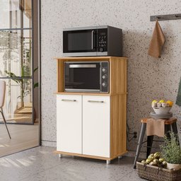 Balcão Multiuso Isis 2 Portas Freijo com Off White Nicioli - 2