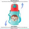 Garrafa Infantil De Alumínio 450ml Com Canudo de Silicone Para Bebê Animal Fun Buba - Macaco - 3