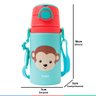 Garrafa Infantil De Alumínio 450ml Com Canudo de Silicone Para Bebê Animal Fun Buba - Macaco - 4