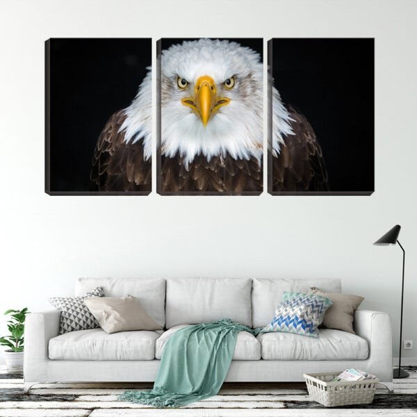 Quadro Decorativo 55x110 águia fundo preto - 2
