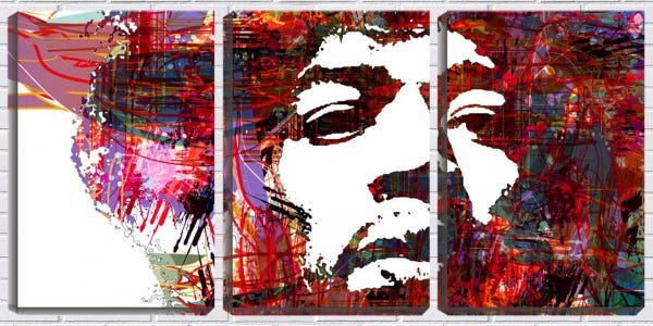 Quadro Decorativo 55x110 arte desenho jimi hendrix - 1