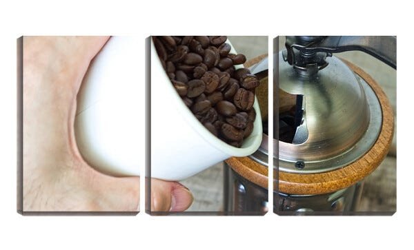 Quadro Decorativo 55x110 grãos de café na caneca - 1