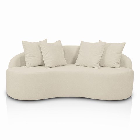 Sofá 4 Lugares Apollo Orgânico Moderno com Almofadas para Sala Bouclé