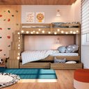 Ver imagem 2 de Beliche Infantil com Escada Estante e 2 Gavetões 143 Cm Cor:aveiro Oak