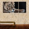 Quadro Decorativo 55x110 leoa deitada arte fundo preto - 2