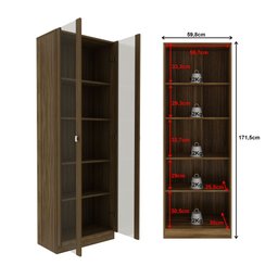 Armário para Escritório com 2 Portas de Vidro e 5 Prateleiras ME4115 Marrom - 3 Armário para Escritório com 2 Portas de Vidro e 5 Prateleiras ME4115 Marrom - 3