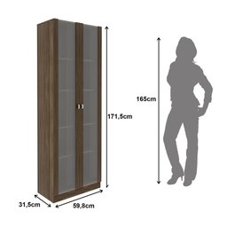 Armário para Escritório com 2 Portas de Vidro e 5 Prateleiras ME4115 Marrom - 4 Armário para Escritório com 2 Portas de Vidro e 5 Prateleiras ME4115 Marrom - 4