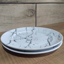 Ver imagem 4 de Prato de Sobremesa de Porcelana Raso Redondo 20,5cm Germer Mármore Branco