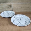 Ver imagem 2 de Prato de Sobremesa de Porcelana Raso Redondo 20,5cm Germer Mármore Branco