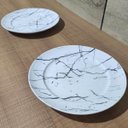 Ver imagem 3 de Prato de Sobremesa de Porcelana Raso Redondo 20,5cm Germer Mármore Branco