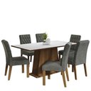 Ver imagem 2 de Conjunto Sala de Jantar Mesa Tampo de Madeira 6 Cadeiras Rustic/branco/silver Britney Madesa