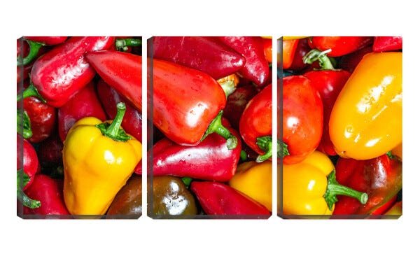 Quadro Decorativo 55x110 pimentões coloridos verduras - 1