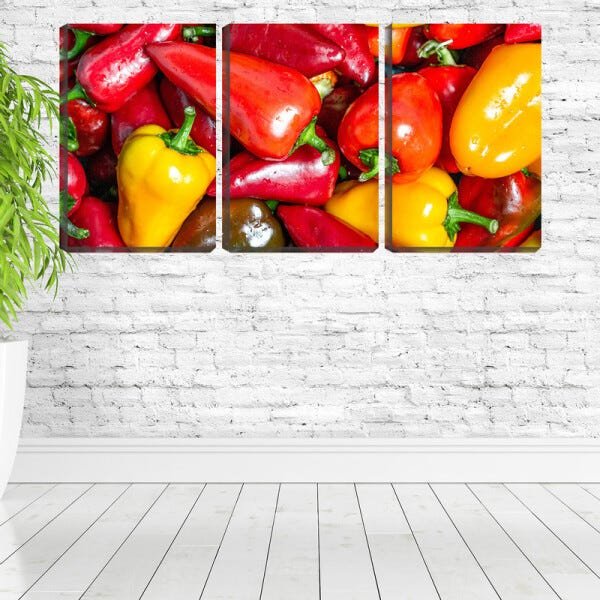 Quadro Decorativo 55x110 pimentões coloridos verduras - 2