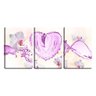 Quadro Decorativo 55x110 coração e flores rosas - 1