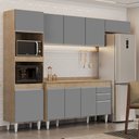 Ver imagem 2 de Armário de Cozinha Modulada 4 Peças CP11 Balcão com Tampo Castanho/Cinza - Lumil Lumil Móveis