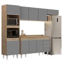 Ver imagem 1 de Armário de Cozinha Modulada 4 Peças CP11 Balcão com Tampo Castanho/Cinza - Lumil Lumil Móveis