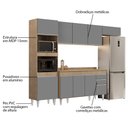 Ver imagem 3 de Armário de Cozinha Modulada 4 Peças CP11 Balcão com Tampo Castanho/Cinza - Lumil Lumil Móveis