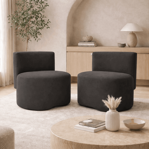 Kit 2 Puff Orgânico Feijão Curvo Redondo Com Encosto Sala Quarto Confortável Resistente Suede:Suede 