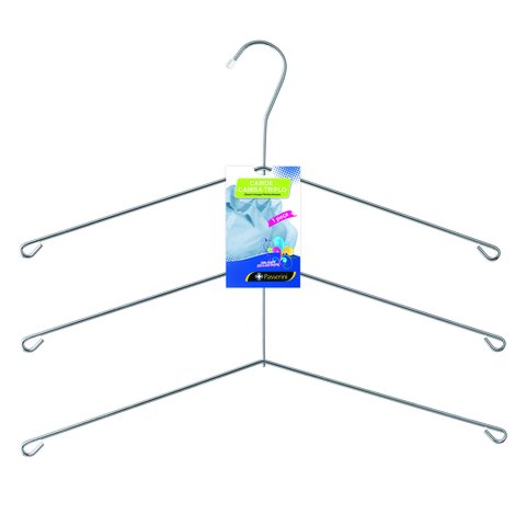 Cabide para Camisa Triplo Camiseiro Cromado Organização Roupa Armário - Kit com 3 Unidades