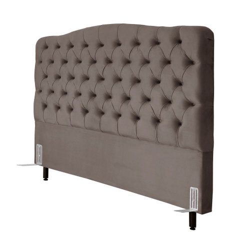 Cabeceira de Cama Box Casal 138 Cm Dunas Casavezi Suede Veludo Marrom