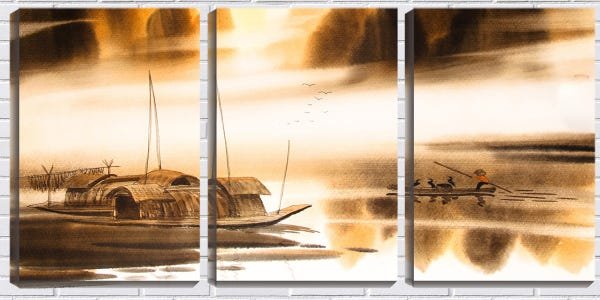 Quadro Decorativo 45x96 pescador arte japonesa - 1