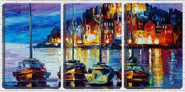 Quadro Decorativo 45x96 barcos na beira arte - 1