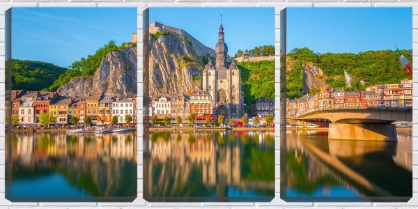 Quadro Decorativo 45x96 catedral em frente ao rio - 1