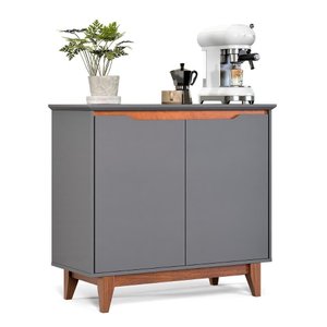 Aparador Buffet Flow 2 Portas com Pés de Madeira Maciça Cinza