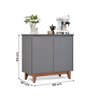 Aparador Buffet Flow 2 Portas com Pés de Madeira Maciça Cinza - 4