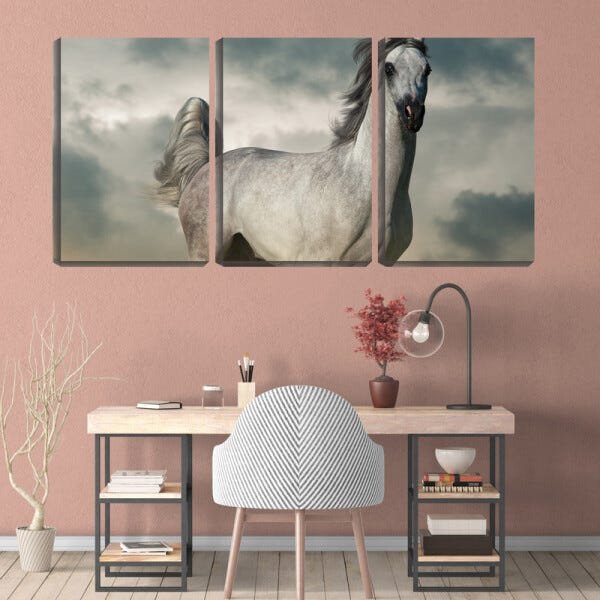 Quadro Decorativo 45x96 cavalo branco curioso - 2