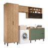 Lavanderia Completa Toscana 6 Portas 3 Gavetas 100% Mdf Freijó/jade - Mx Móveis - 2
