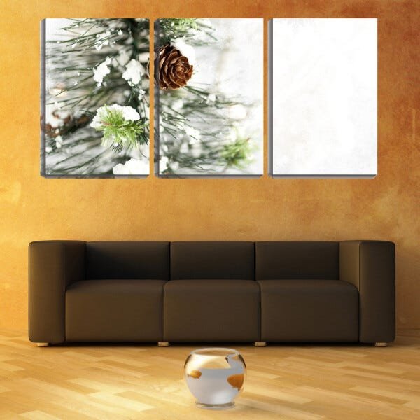 Quadro Decorativo 45x96 semente de pinheiro na neve - 2