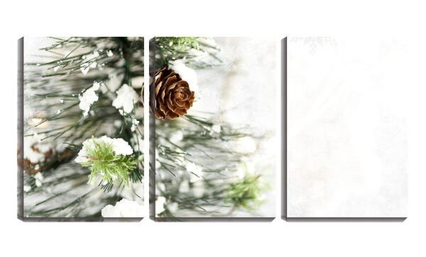 Quadro Decorativo 45x96 semente de pinheiro na neve - 1