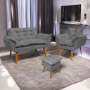 Ver imagem 1 de Kit Namoradeira Poltrona e Puff Decorativo para Sala Manicure Consultório Alice Suede