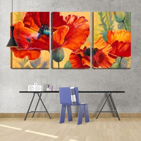 Quadro Decorativo 45x96 desenho flores vermelhas - 2