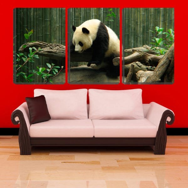 Quadro Decorativo 45x96 urso panda na floresta - 2
