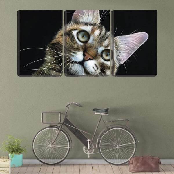 Quadro Decorativo 45x96 gatinho de orelhas compridas arte - 2