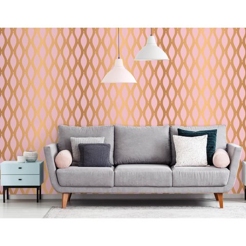 Papel de Parede Ondulado Rose Gold Arte Destaque 3,50 Metros