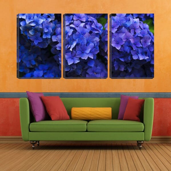 Quadro Decorativo 30x66 flores pequenas azuis - 1
