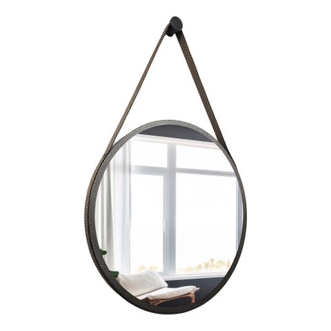 Espelho Adnet Redondo Craqueado 50 Cm + Suporte