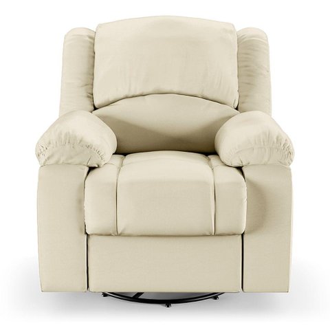 Poltrona do Papai Reclinável Sala de Cinema Barcelona Glider Manual Giratória Massagem Usb Pu Bege