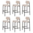 Ver imagem 1 de Banqueta Alta Bar Estofada Kit 6 Ella M25 Linho Palha - Mpozenato