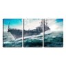 Quadro Decorativo 30x66 navio de guerra no mar revolto - 2
