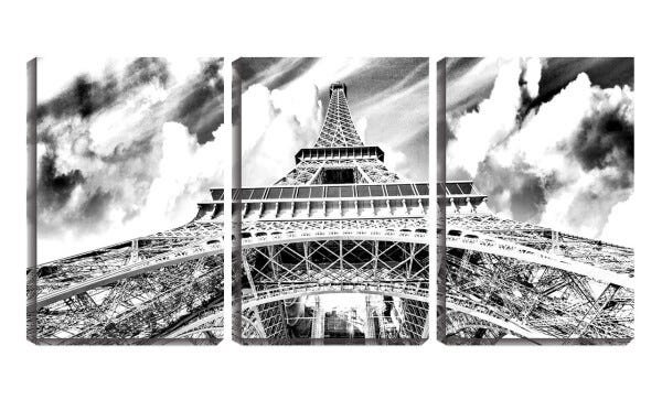 Quadro Decorativo 30x66 torre eiffel visão de baixo pb - 1